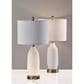 Adesso Freya Table Lamps with USB in Antique Brass and White (Set of 2), , large