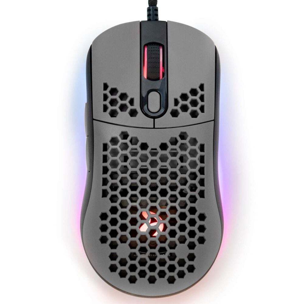 Arozzi Favo Ultra Lightweight Customizable RGB Gaming Mouse with Honeycomb Pattern, Pixart 3389 Sensor, and Omron 20M Switches - Grey, , large