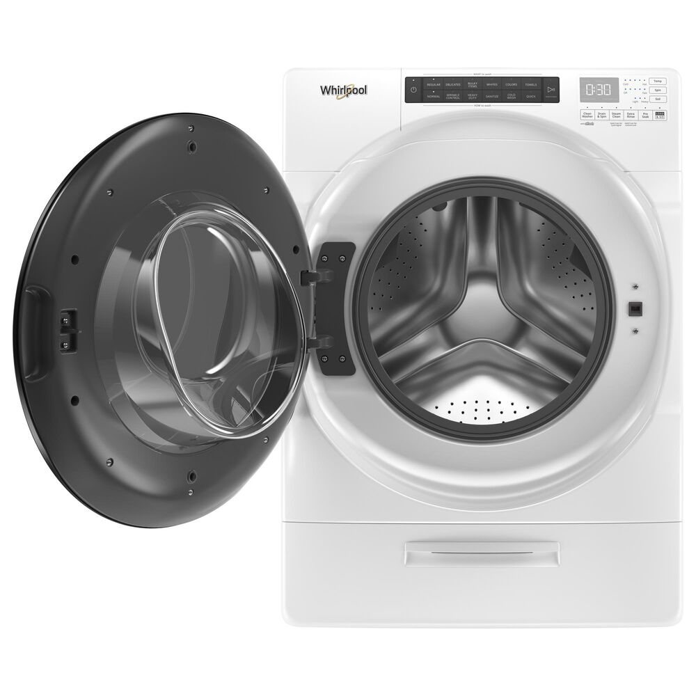 Whirlpool 5 Cu. Ft. Front Load Washer with 15.5&quot; Laundry Pedestal in White, , large