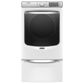 Maytag 5 Cu. Ft. Front Load Washer and 7.3 Cu. Ft. Gas Dryer Laundry Pair with Pedestal in White, , large