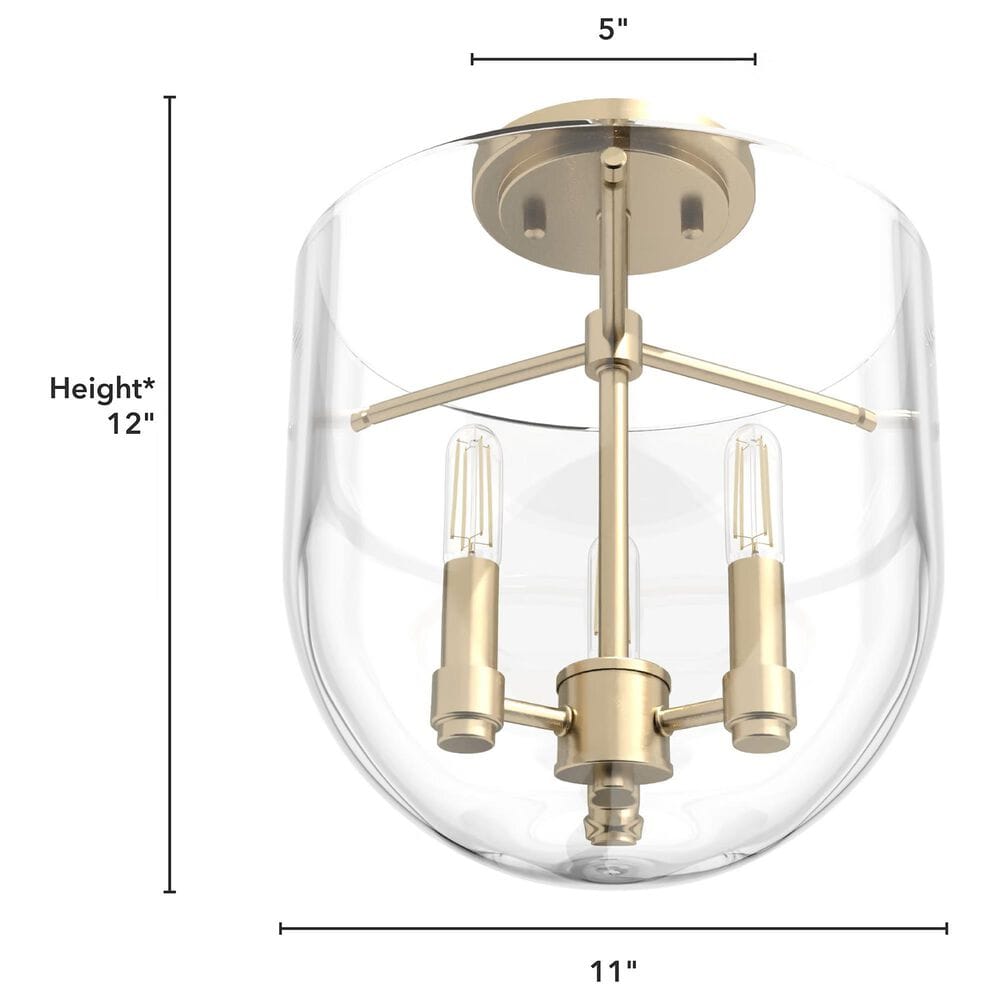 Hunter Sacha 3-Light Semi-Flush Mount in Alturas Gold, , large
