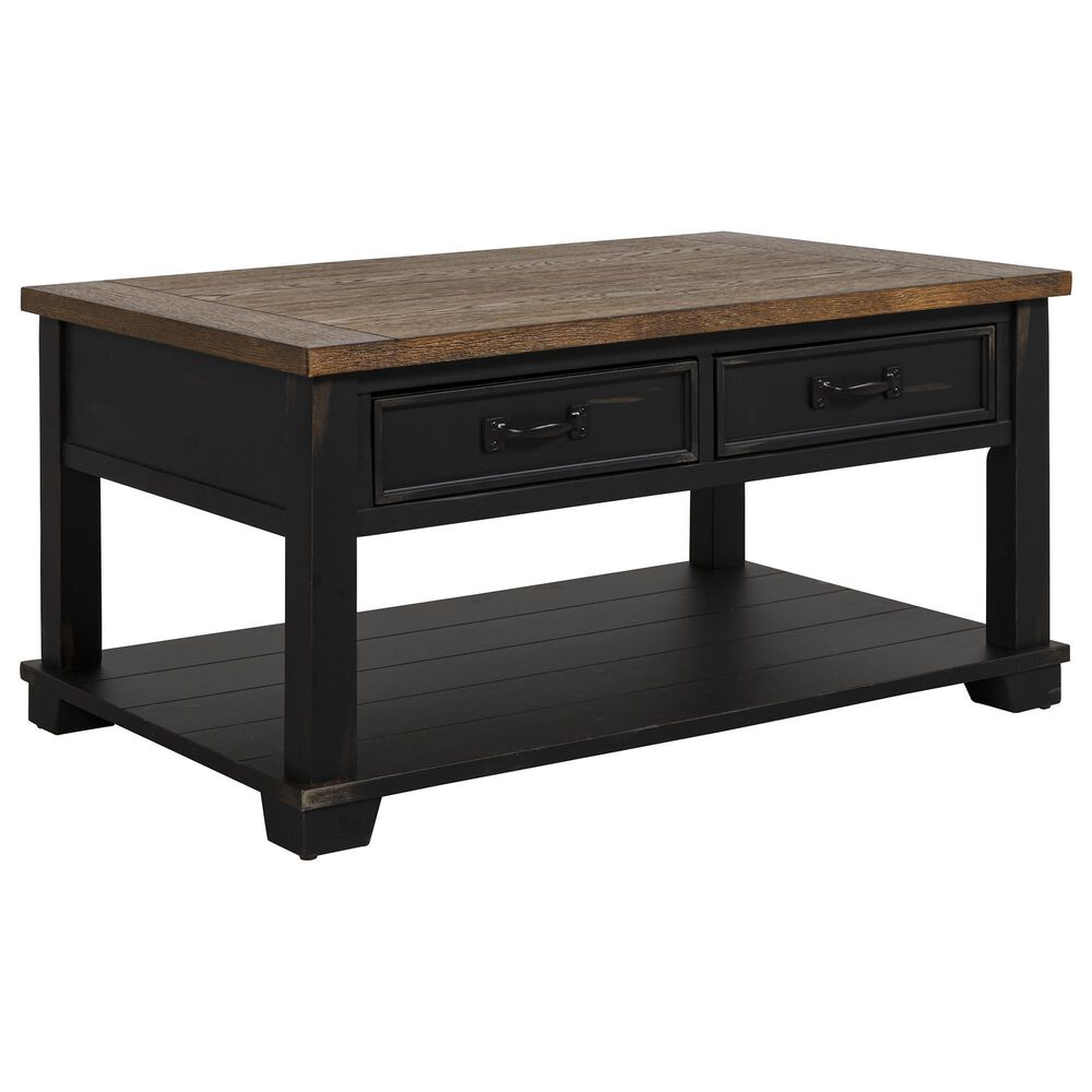 Null Rectangular Cocktail Table in Warm Pecan and Black, , large
