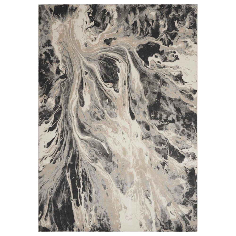 Nourison Elegance 7" x 10" Charcoal, Beige and Cream Area Rug, , large