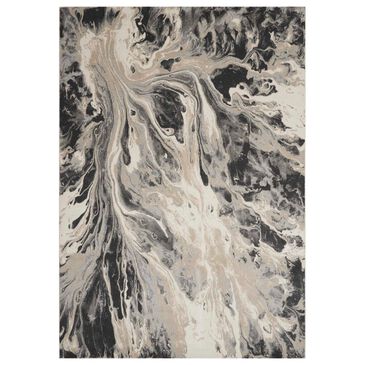 Nourison Elegance 7" x 10" Charcoal, Beige and Cream Area Rug, , large