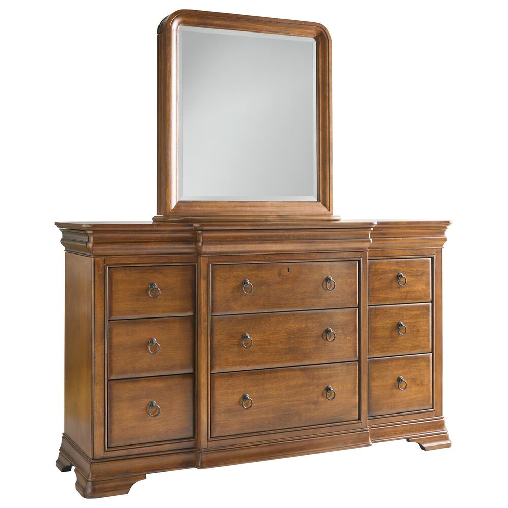 Universal Furniture New Lou 12-Drawer Dresser and Mirror in Cognac, , large