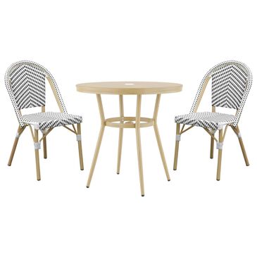 Furniture of America Toby 3-Piece 31.5" Patio Dining Set in Natural, Black and White, , large