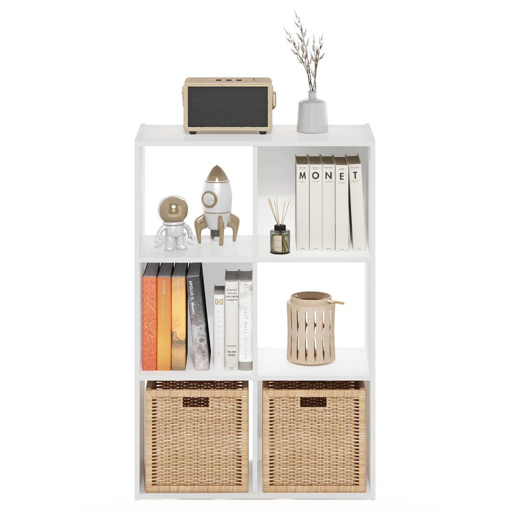 HOMLUX 6-Cube Cubic Storage Organizer Bookcase in White, , large