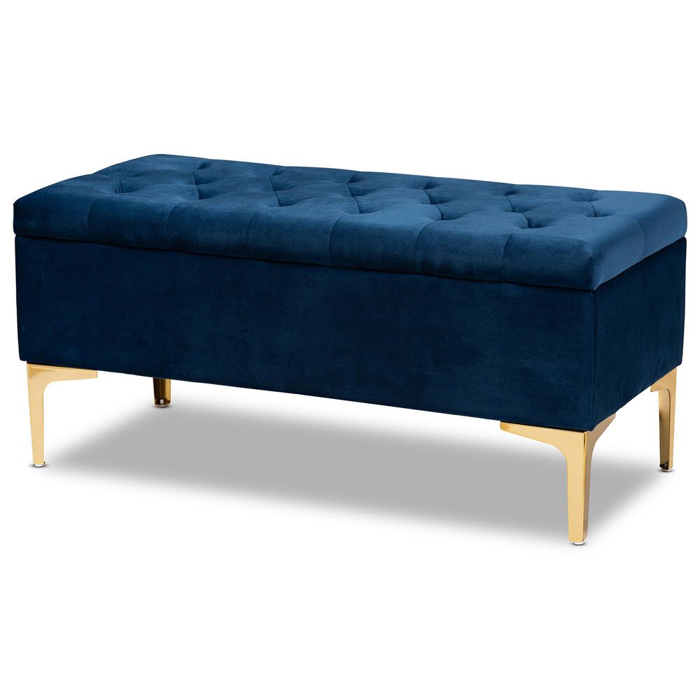 Baxton Studio Valere Storage Ottoman in Navy Blue, , large