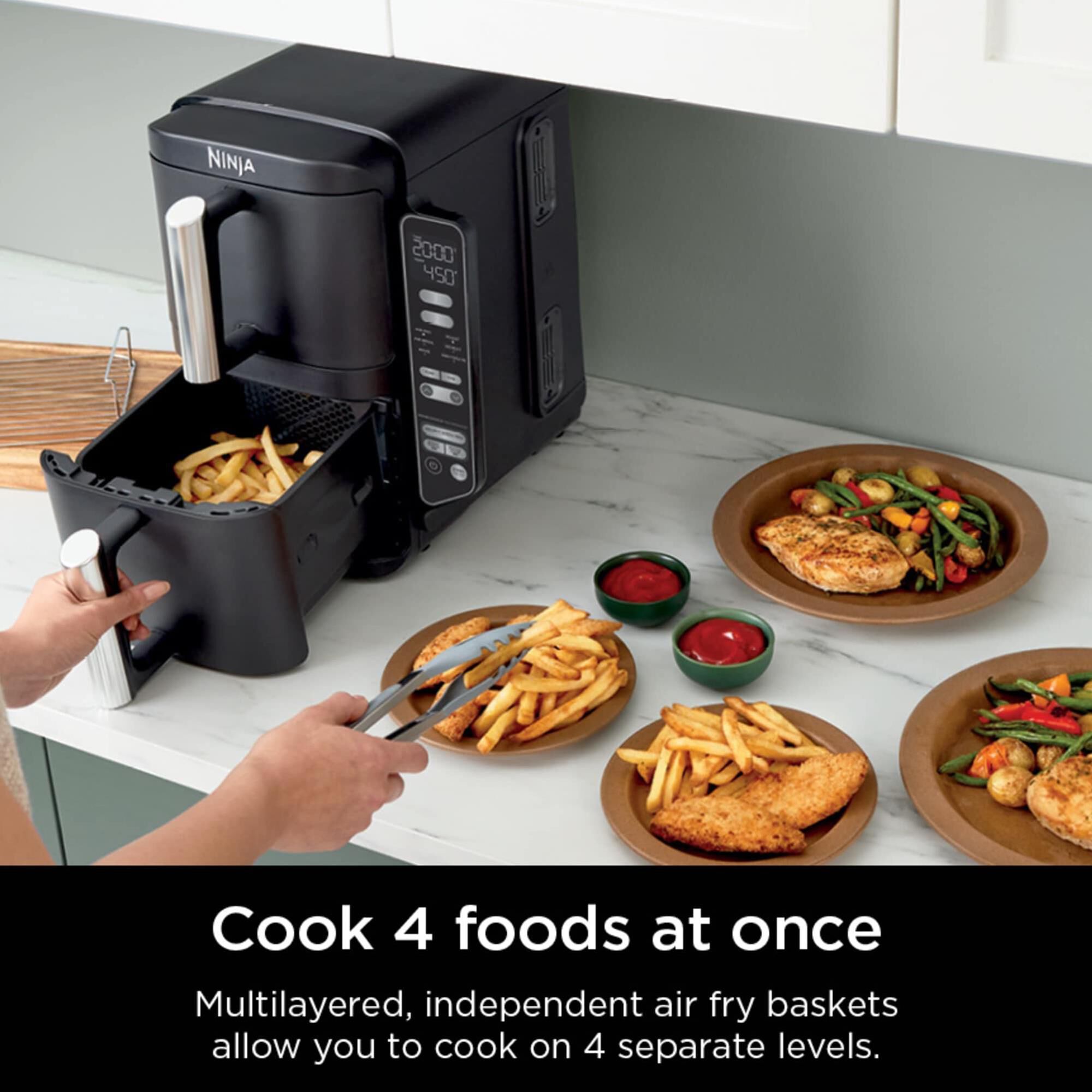 Ninja 8 Qt. 6-in-1 Air Fryer with 2-Basket in Pantone Black
