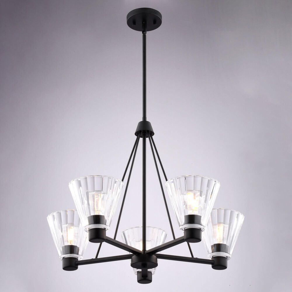 Vaxcel Lighting Dalton 5-Light Round Chandelier in Matte Black, , large
