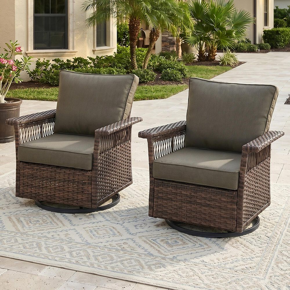 Sunwell Garden Patio Swivel Glider Chair in Gray (Set of 2), , large