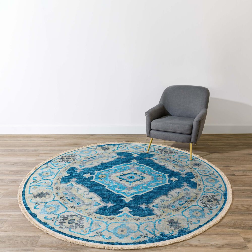 Dalyn Rug Company Marbella 8&#39; Round Indigo Area Rug, , large