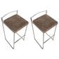LumiSource Fuji 30" Stacker Bar Stool with Brown Cowboy Upholstery in Stainless Steel (Set of 2), , large