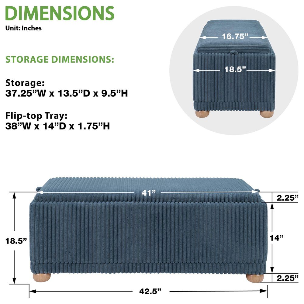 Valor Living Sahara Storage Bench in Blue, , large