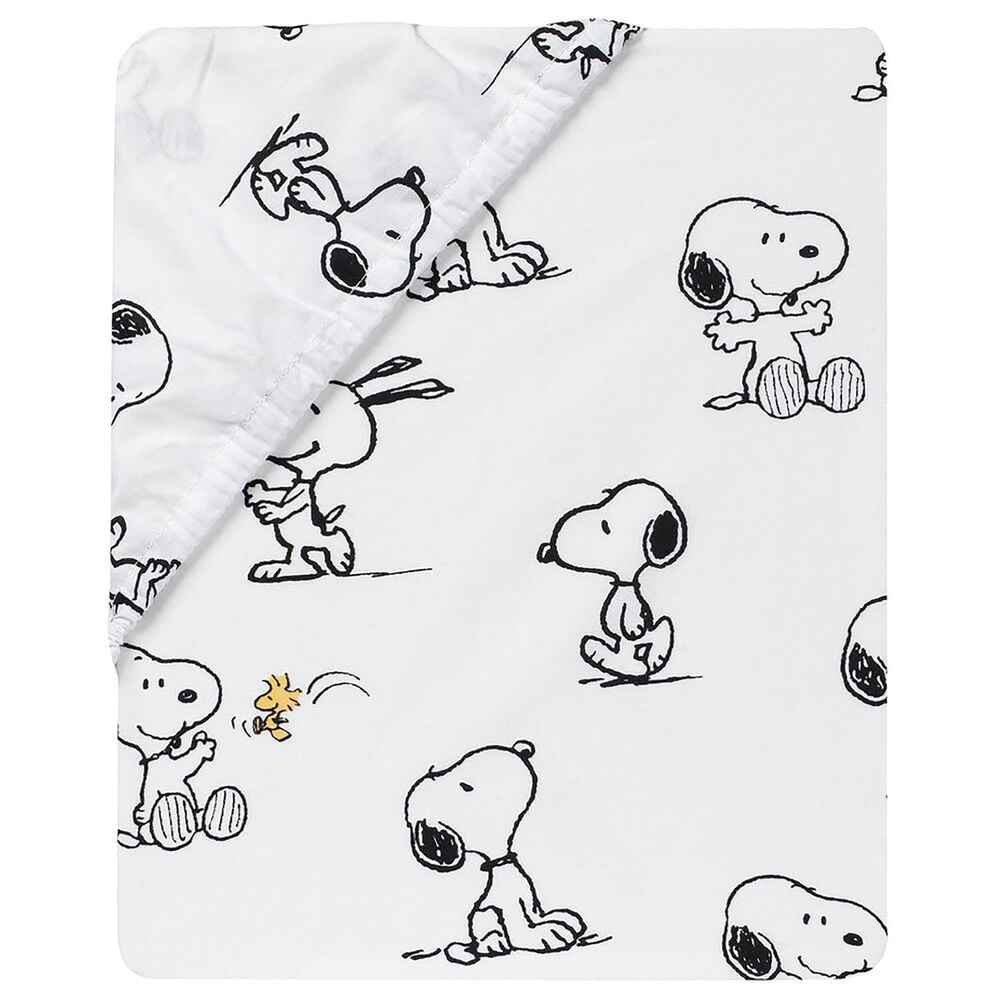 Lambs and Ivy Classic Snoopy 3-Piece Baby Crib Bedding Set in White, Black and Gray, , large
