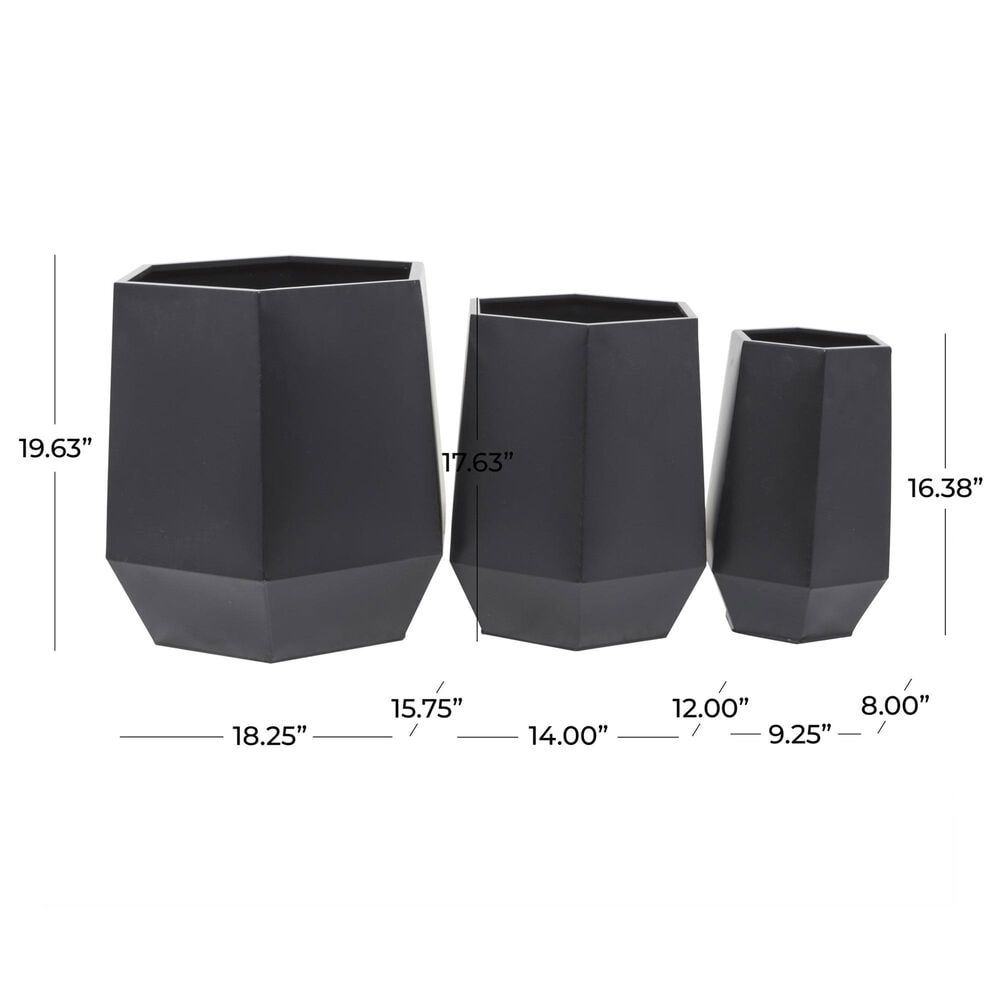 Maple and Jade Hexagon Planter in Matte Black &#40;Set of 2&#41;, , large