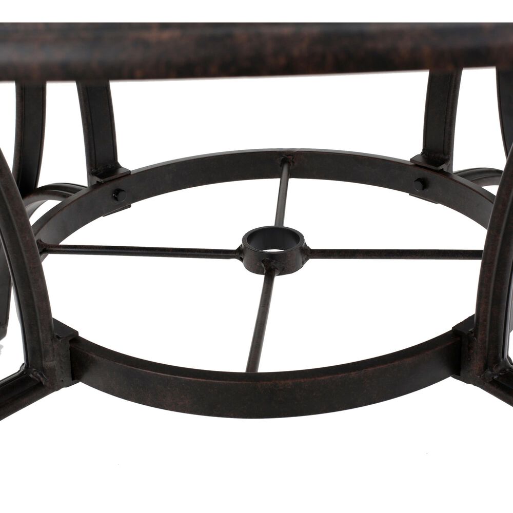 Hearth and Haven Outdoor Cast Aluminum Circular Dining Table with Curved Legs in Bronze, , large