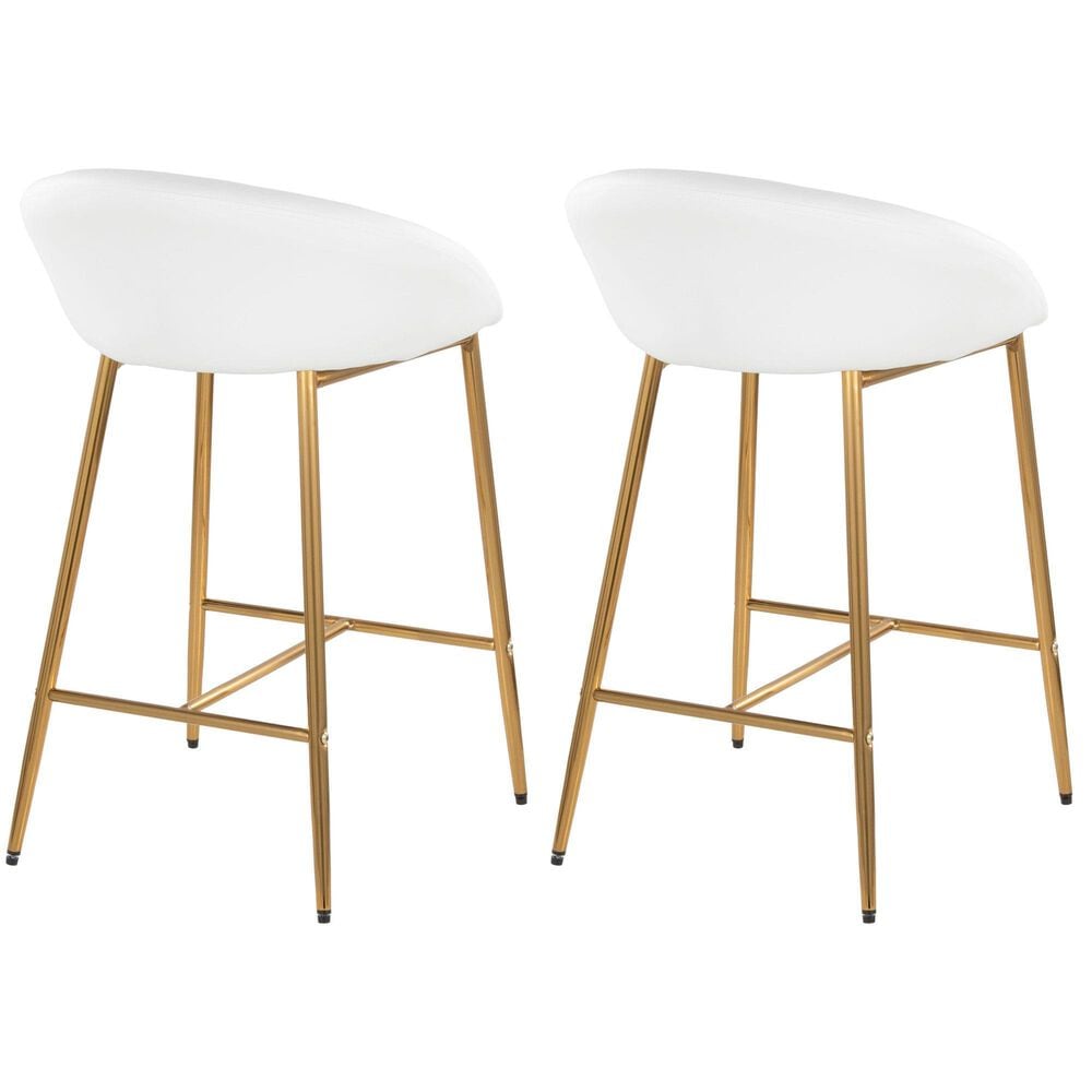 LumiSource Matisse Counter Stool with White Cushion in Gold &#40;Set of 2&#41;, , large