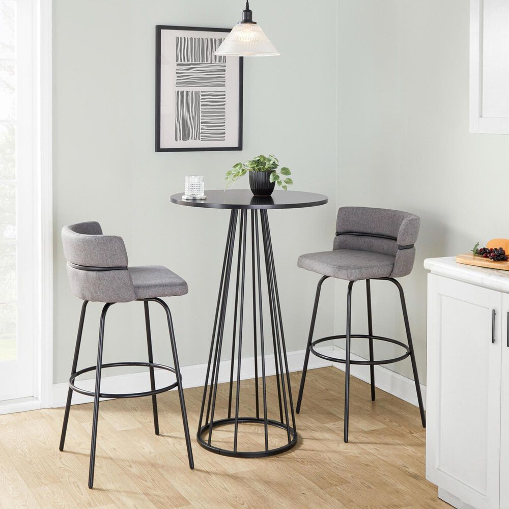 LumiSource Canary Contemporary Bar Table in Black Metal and Black Wood, , large