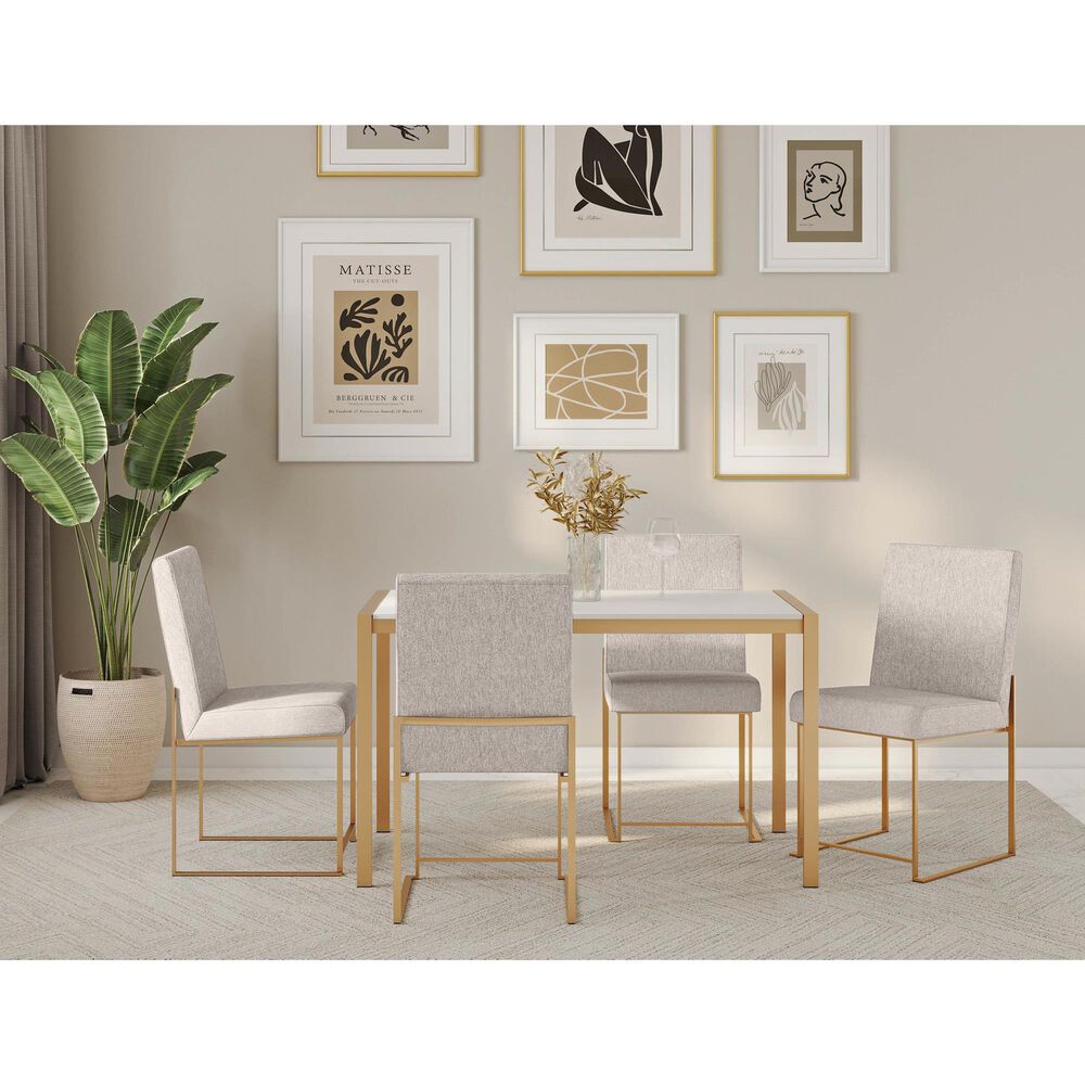 Lumisource Fuji Side Chair with Beige Cushion in Gold &#40;Set of 2&#41;, , large