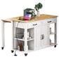 HOMLUX 47" Kitchen Island with Extendable Dining Table in White, , large