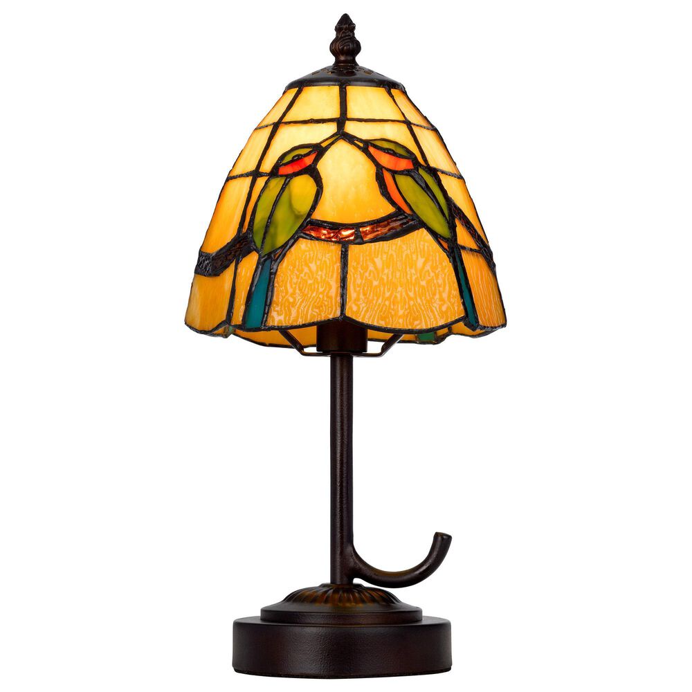 Cal Lighting 13" Tiffany Accent Lamp with Green and Cream Shade in Dark Bronze, , large