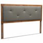 Baxton Studio Abner King Panel Headboard with Dark Grey Fabric in Walnut Brown, , large