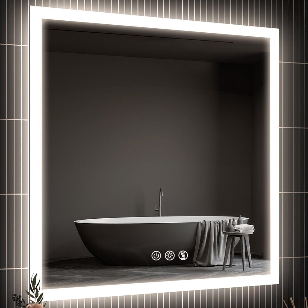 HOMLUX 36" x 36" LED Bathroom Vanity Mirror in Silver, , large
