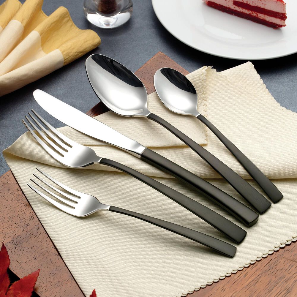 Gifts Plus 20-Piece Flatware Set in Stainless Steel and Matte Black, , large