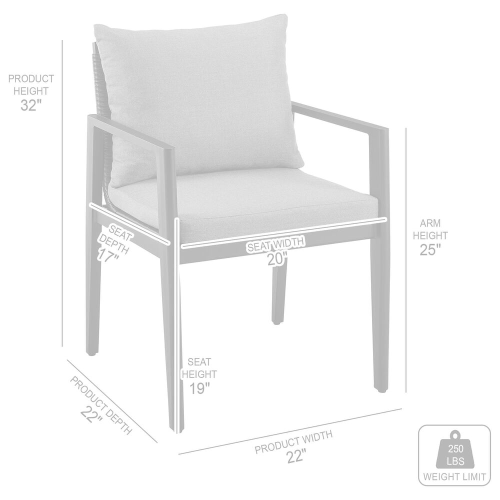 Blue River Cayman Outdoor Arm Chair with Dark Grey Cushion in Black (Set of 2), , large