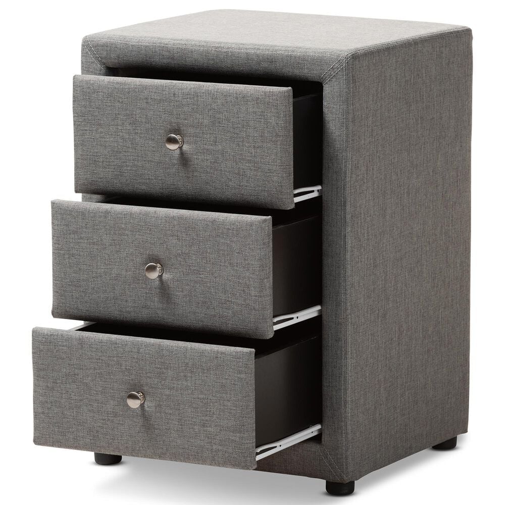Baxton Studio Tessa 3-Drawer Nightstand in Grey, , large