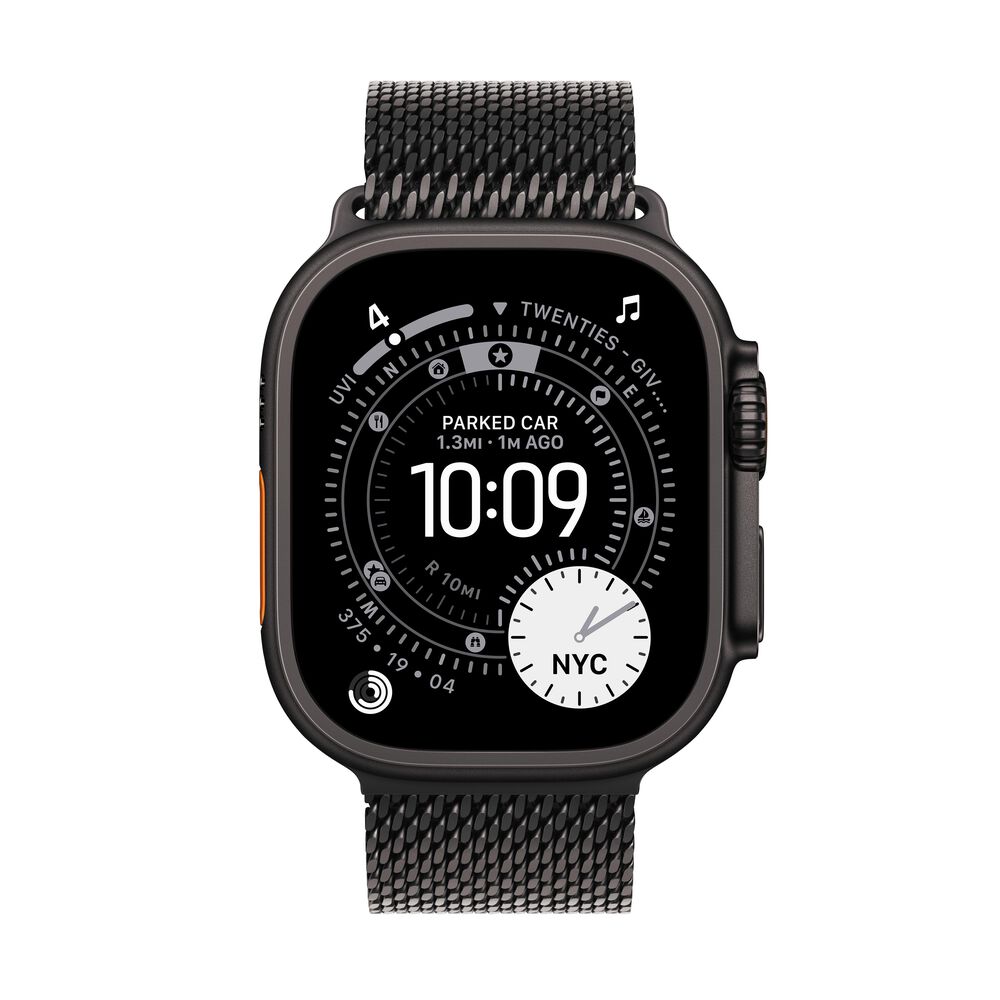 Apple Watch Ultra 3 &#40;GPS+Cellular&#41; 49mm Titanium Case with Titanium Milanese Loop - Large - Black - &#40;2025&#41;, , large