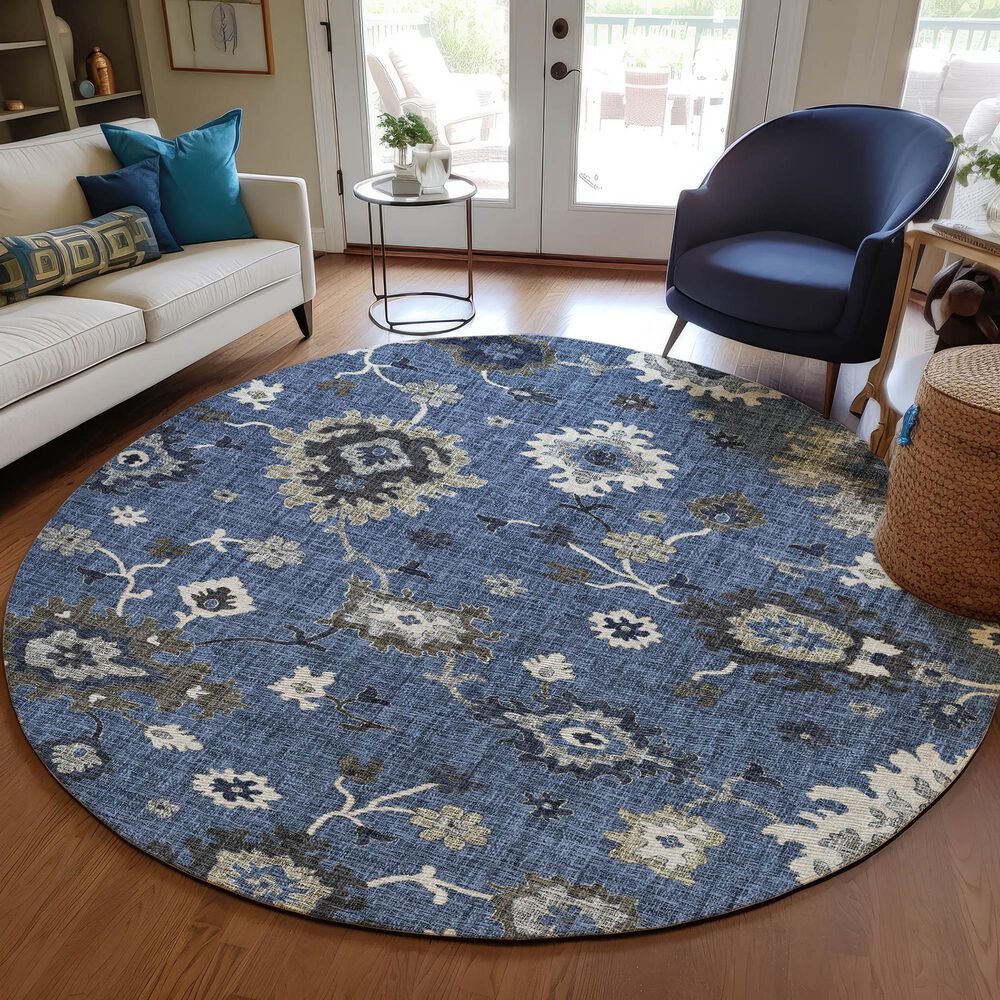 Dalyn Rug Company Portico PO6 Blue 8&#39; Round Area Rug, , large