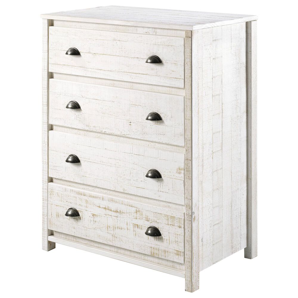 Bolton Furniture Rustic 4 Drawer Chest in Rustic White, , large
