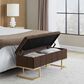 LumiSource Midas Storage Bench with Brown Velvet Cushion in Gold, , large