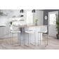 Lumisource Fuji High Back Barstool with White Faux Leather in Stainless Steel (Set of 2), , large