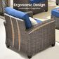 HOMLUX 5-Piece Patio Conversation Set with Brown Wicker in Navy Blue, , large
