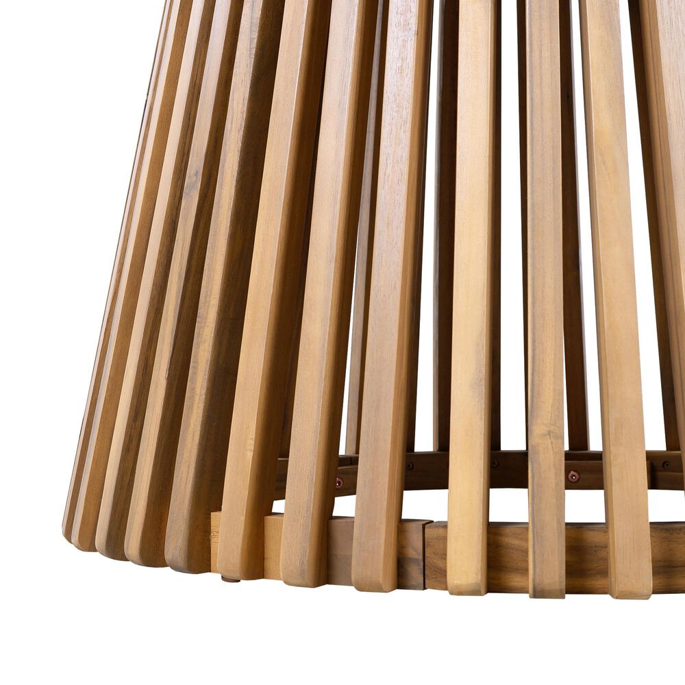 Hearth and Haven Outdoor Round Dining Table in Light Teak - Table Only, , large