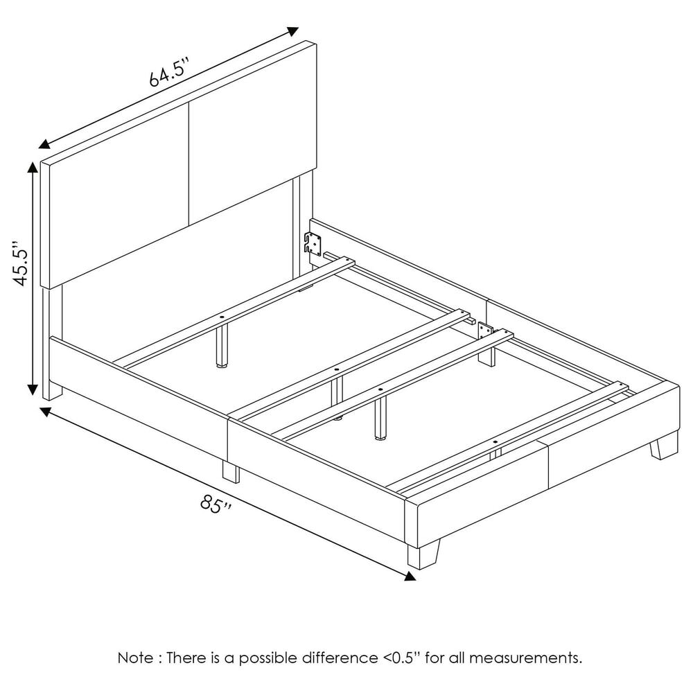 HOMLUX Pessac Twin PU Leather Upholstered Panel Bed Frame in White, , large