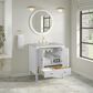 James Martin Myrrin 30" Single Bathroom Vanity in Bright White with 3 cm Victorian Silver Silestone Top and Rectangular Sink, , large