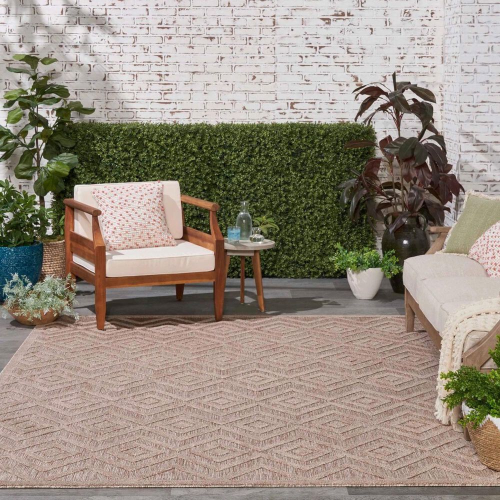 Nourison Versatile 7&#39; x 10&#39; Natural Beige Indoor/Outdoor Area Rug, , large