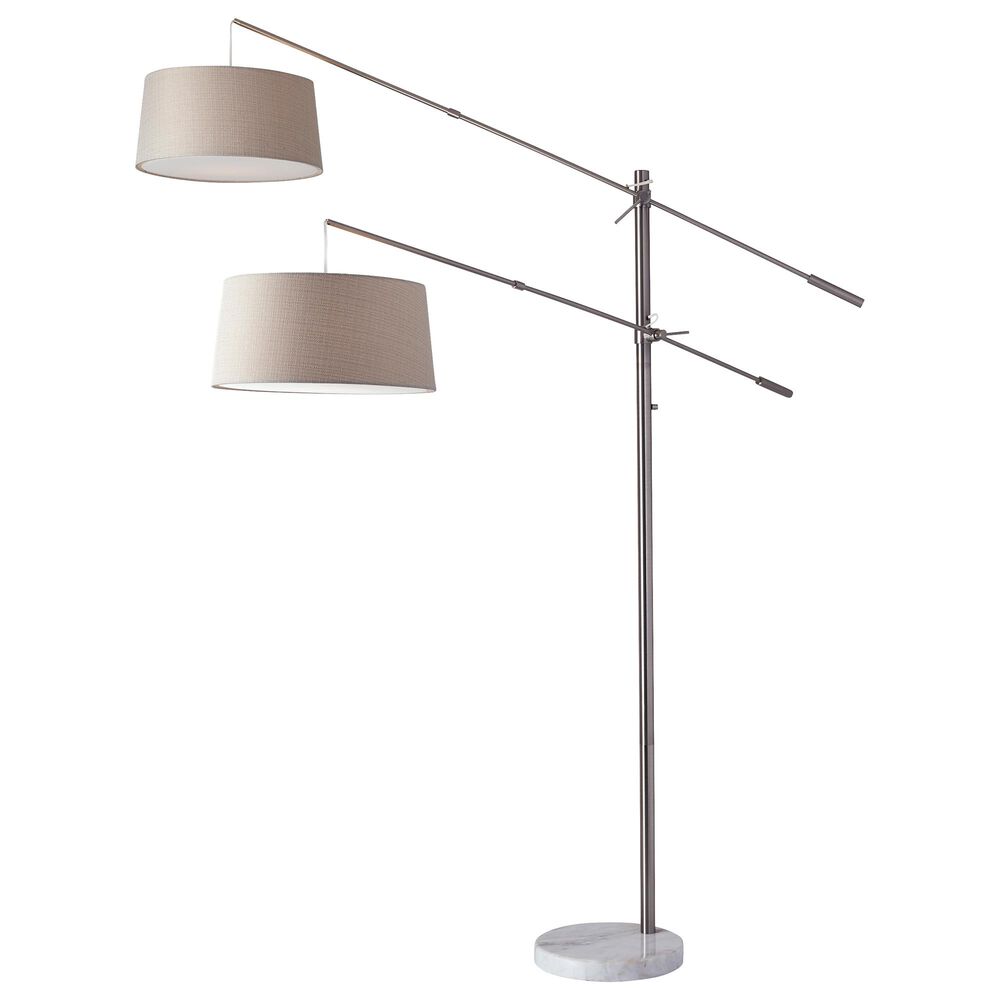 Adesso Manhattan 2-Arm Arc Lamp in Brushed Steel, , large