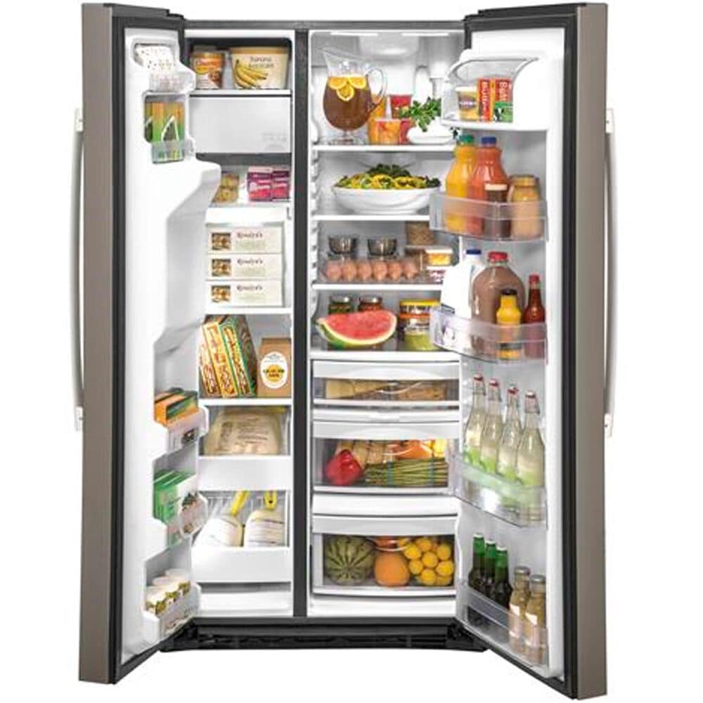 GE Appliances 21.8 Cu. Ft. Counter Depth Side by Side Refrigerator in Slate, , large
