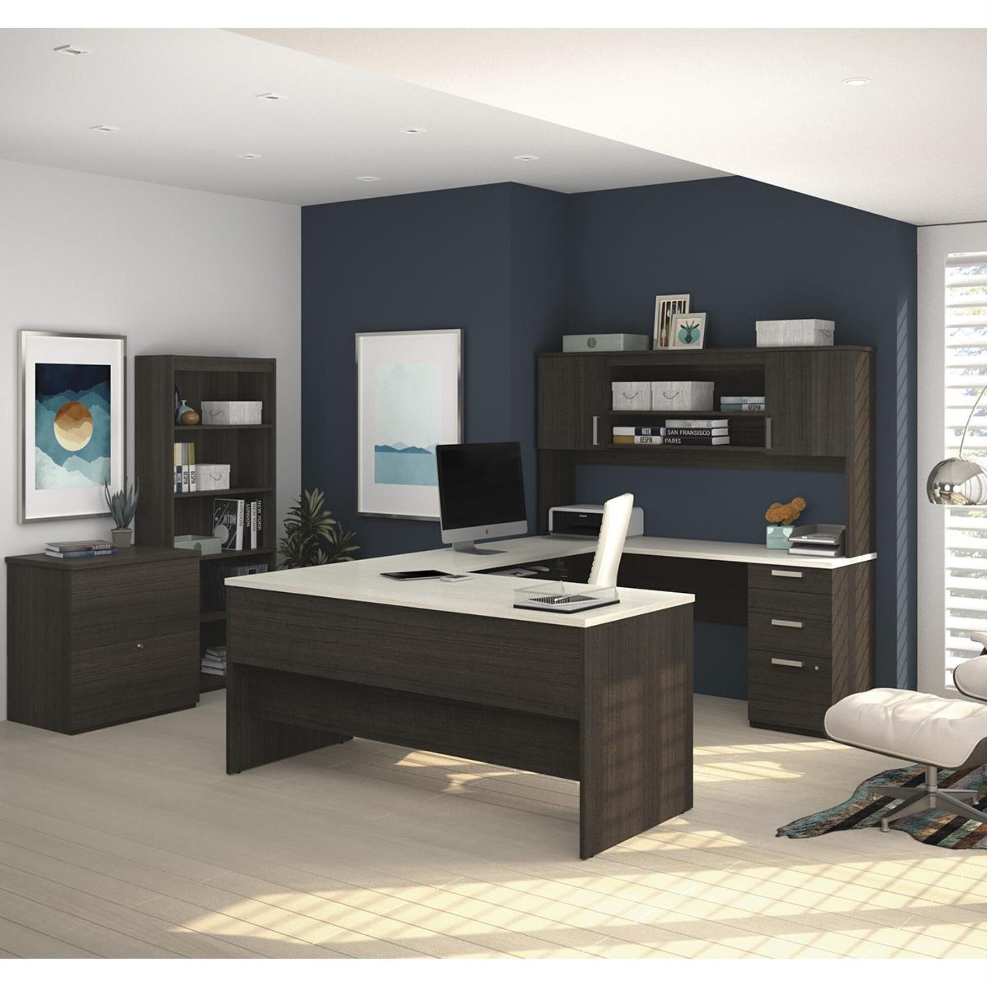 Bestar ridgeley dark chocolate outlet u shaped desk