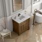 James Martin Vanities Brookfield 36" Single Bathroom Vanity in Honey Oak with Single Hole 3 cm White Zeus Quartz Top and Rectangular Sink, , large