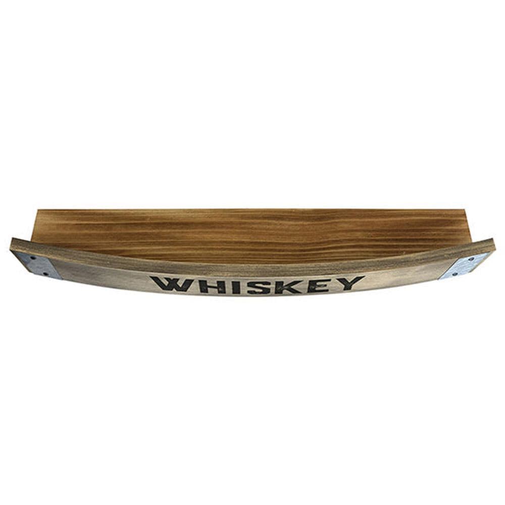 Aged &amp; Charred Whiskey Barrel Stave Wall Shelf in Natural, , large