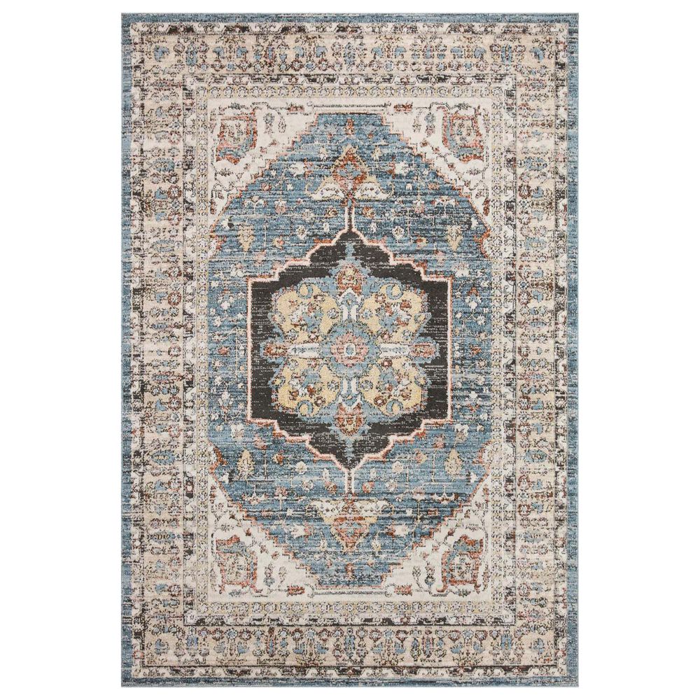 Loloi II Odette 5"3" Round Sky and Multicolor Area Rug, , large