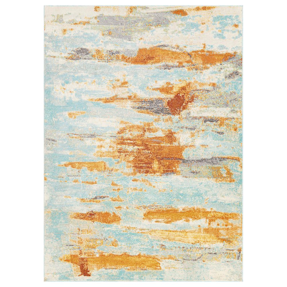 Surya Bodrum 5"3" x 7"3" Ivory, Orange, Saffron, Gray, Camel and Blue Area Rug, , large