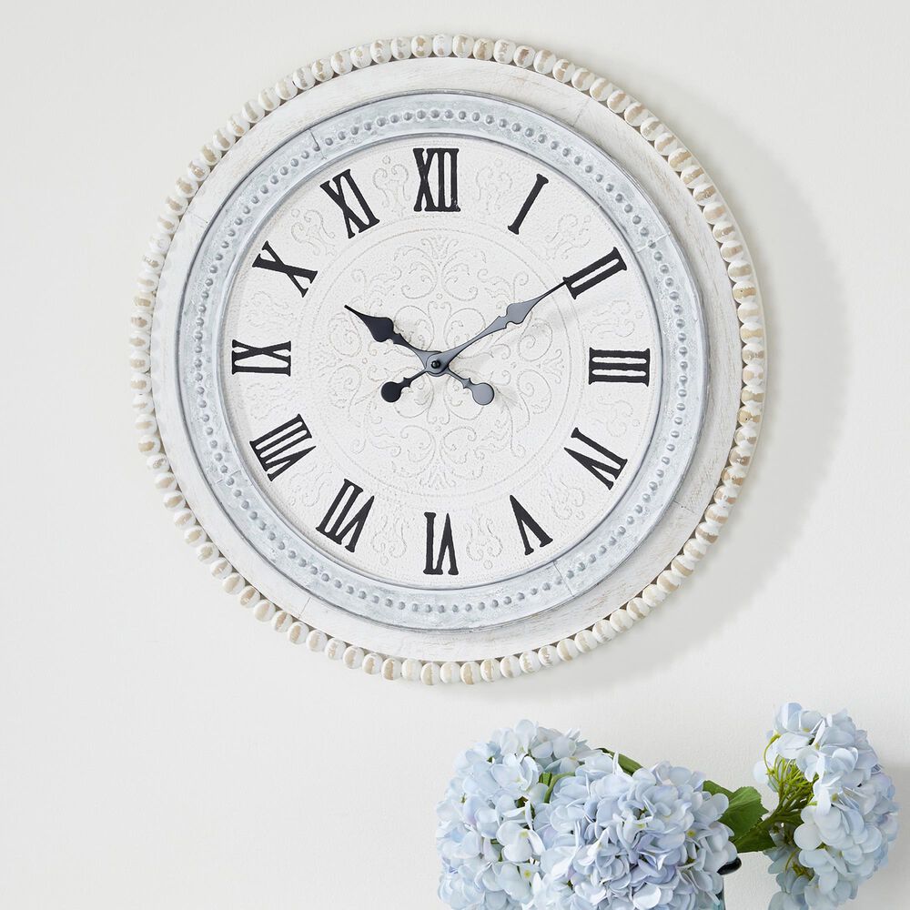 Maple and Jade 22&quot; Wall Clock in White, , large
