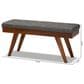 Baxton Studio Alona Dining Bench with Medium Grey Cushion in Walnut Brown, , large